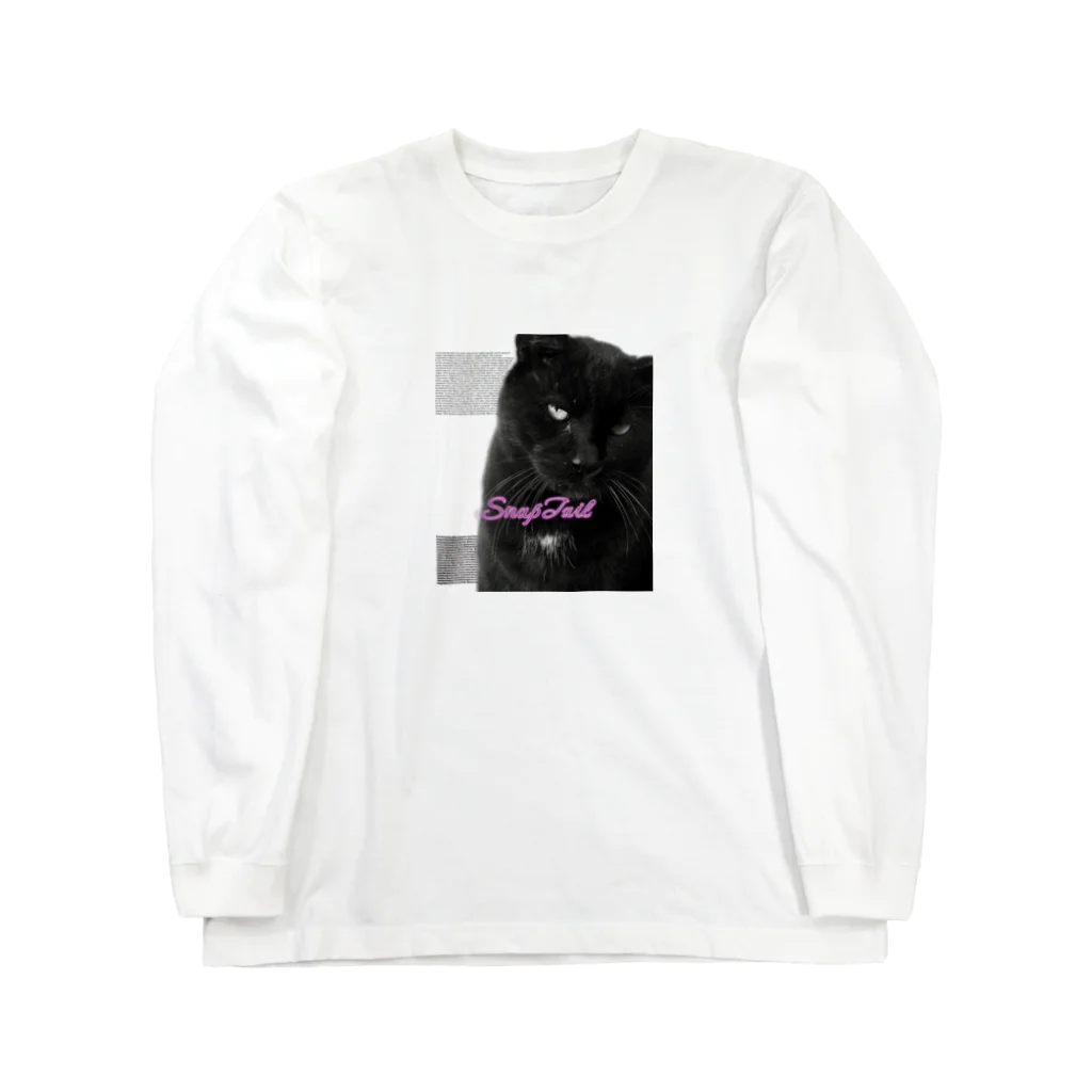 SnapTail by 交流猫動画のデカい黒猫どんちゃん Long Sleeve T-Shirt