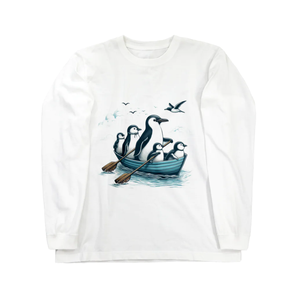 姫とすずり。のペンギン ボート漕ぎ Long Sleeve T-Shirt