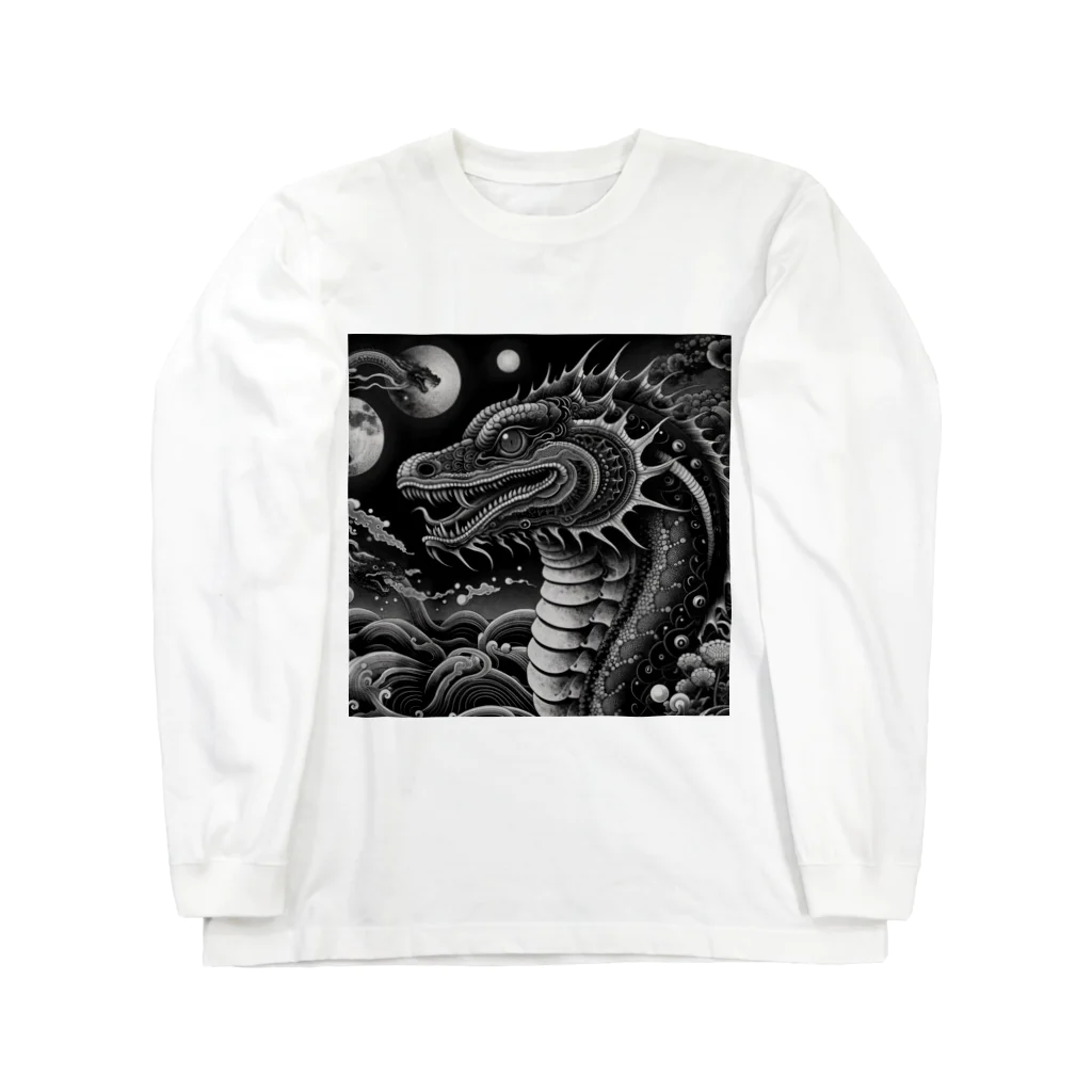 いきもの戯画の宇宙にいる星を食べる龍 Long Sleeve T-Shirt