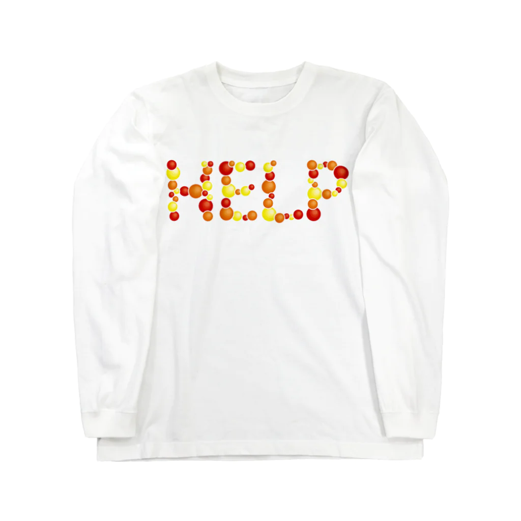 junichi-goodsのバルーン文字「HELP」（赤色系） ロングスリーブTシャツ