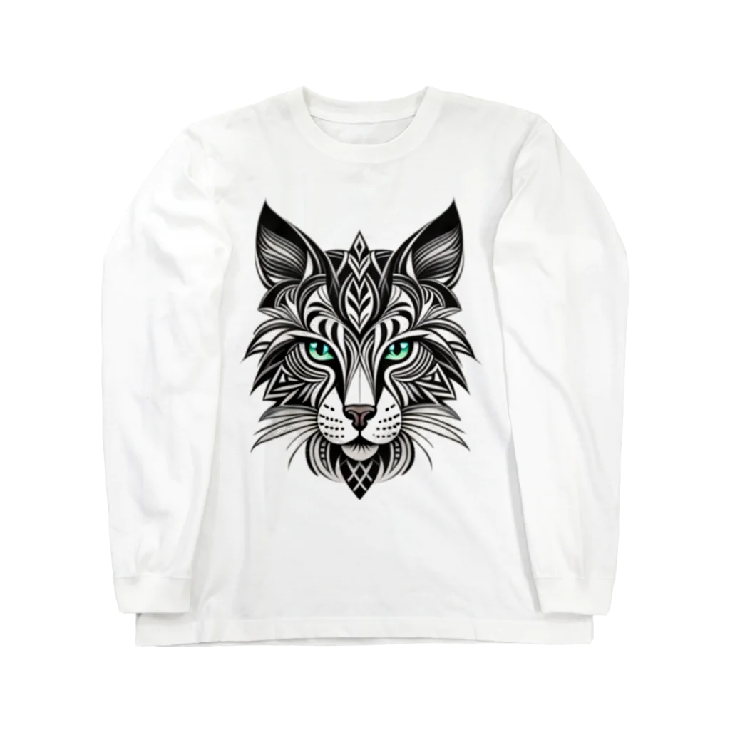 629_CAT_ARTのモノラルキャット Long Sleeve T-Shirt