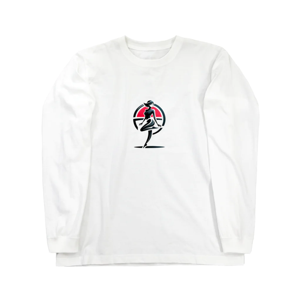 面白デザインショップ ファニーズーストアの片足立ちの美女 Long Sleeve T-Shirt