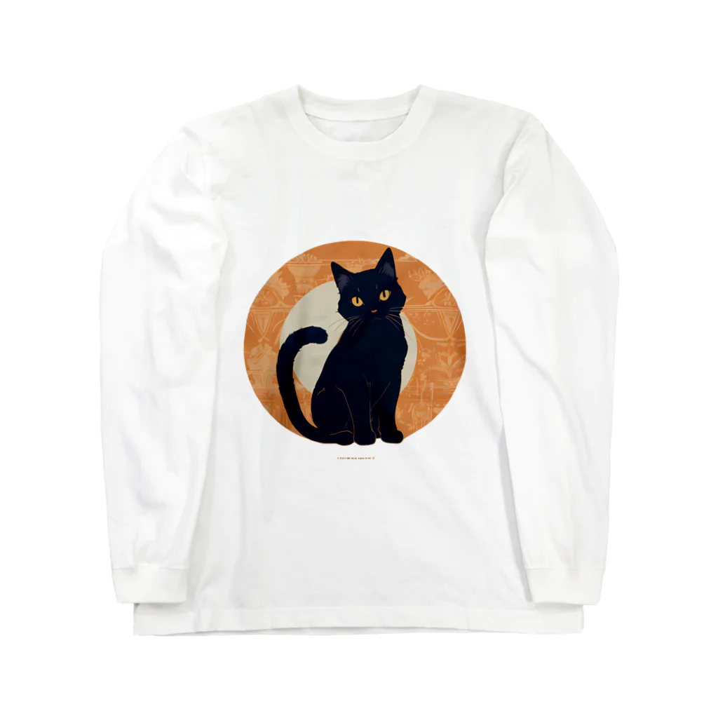 onzo_BGMの黒猫×丸 ロングスリーブTシャツ