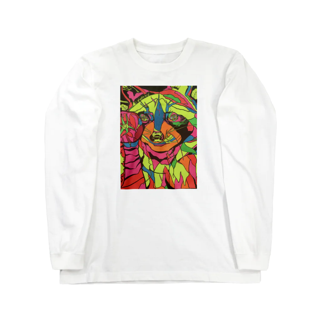 動物絵 Jamanakocic storeのトマトとアライグマカラフルアイテム Long Sleeve T-Shirt