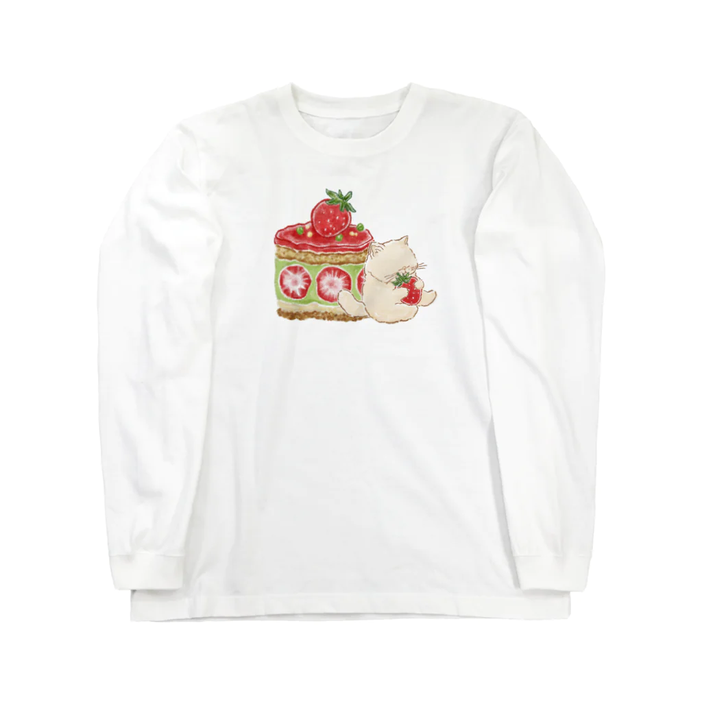 coeur.yu（クードットユー）のプーミーちゃんといちごとピスタチオのケーキ ロングスリーブTシャツ