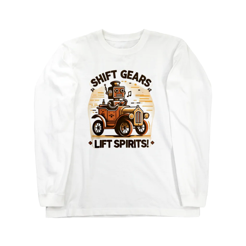 スチームボッツライフのドライブをするロボット Long Sleeve T-Shirt