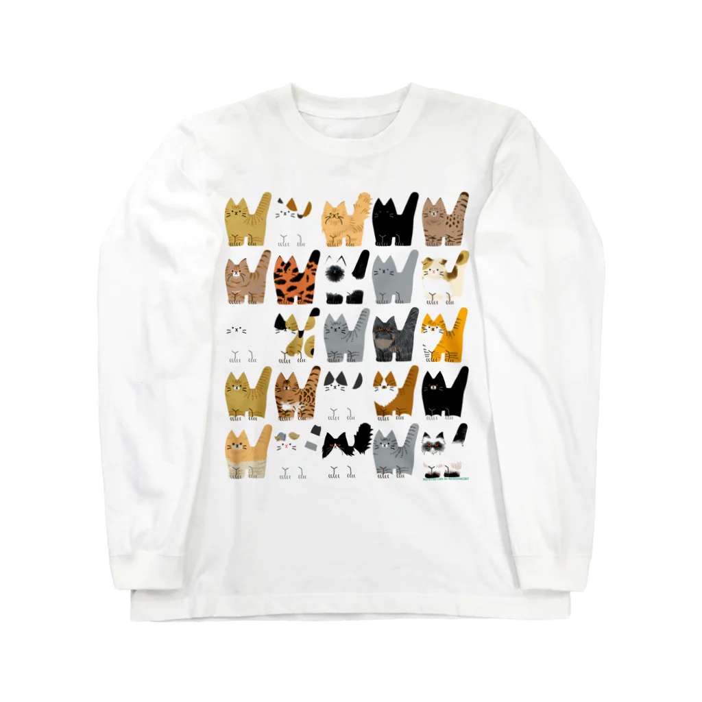 赤石工房(くまごろう屋)の猫まみれ/KOTETSU Cats Long Sleeve T-Shirt