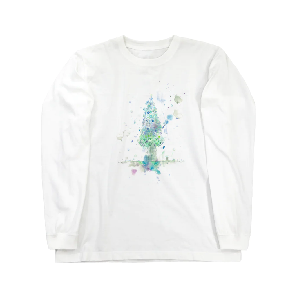 おひるねのゆめ-nats:u:mi-の葉車-雪つもるもみの木- Long Sleeve T-Shirt