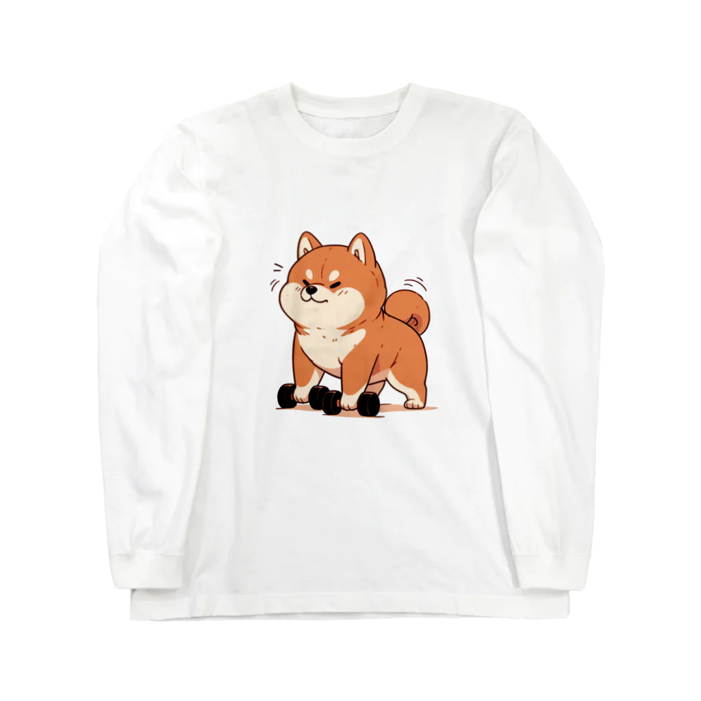 Horo-Horo Storeの筋トレ柴犬くん Long Sleeve T-Shirt