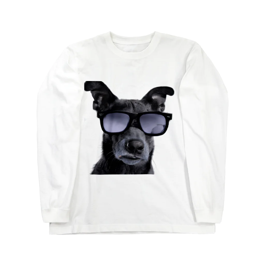 dogstagram.jpのサングラスをかけた犬 ロングスリーブTシャツ