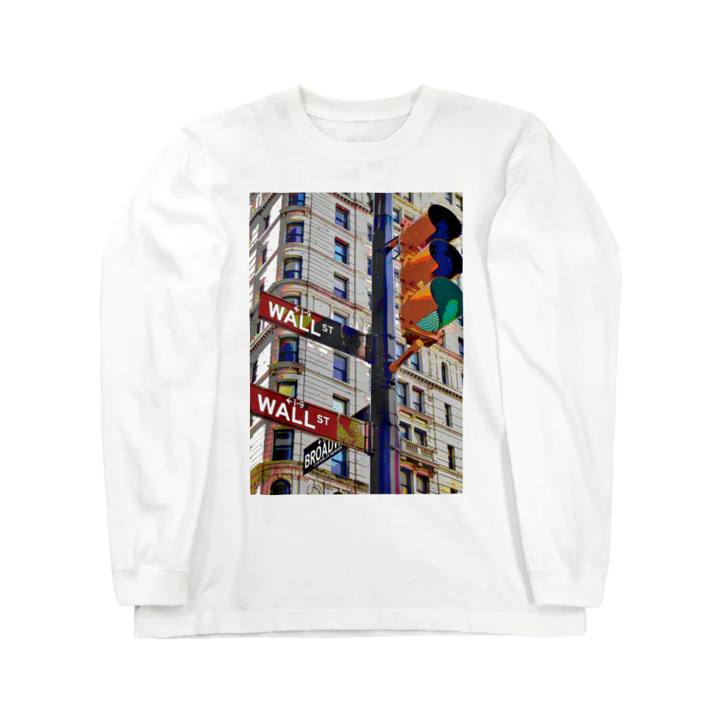 GALLERY misutawoのニューヨーク ウォール街の信号機 Long Sleeve T-Shirt