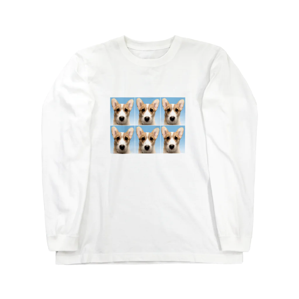 犬人間の犬 証明写真 コーギー ロングスリーブTシャツ