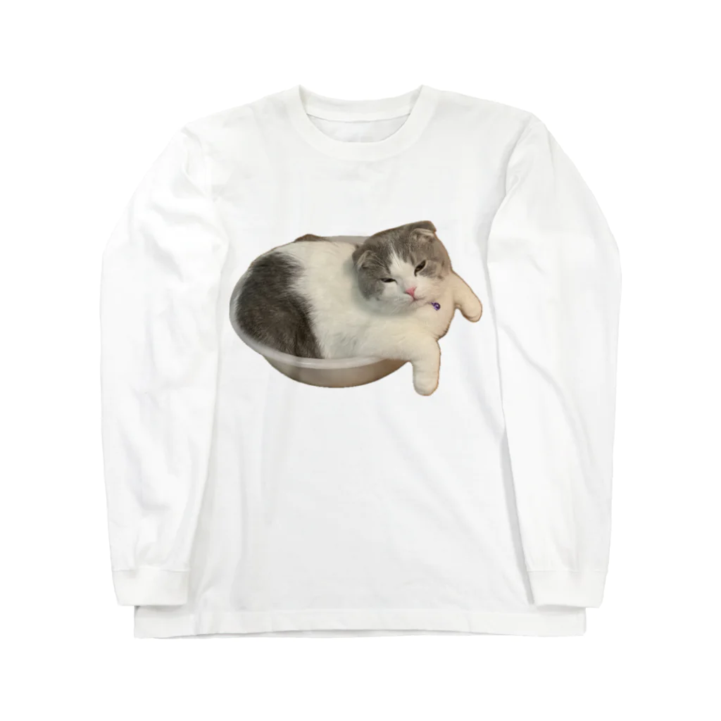 きゅきゅろん散歩のお風呂猫 ロングスリーブTシャツ