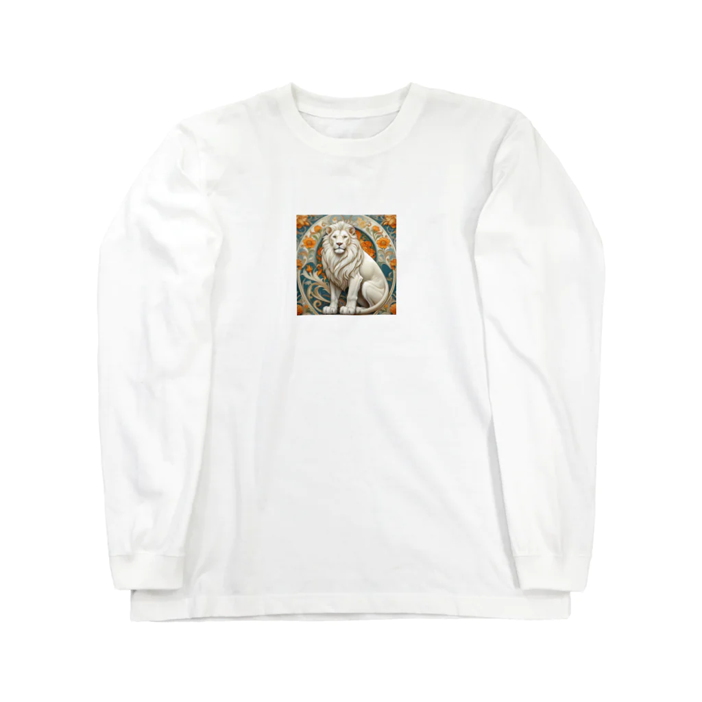 Luce___.の神の使い白いライオン ロングスリーブTシャツ
