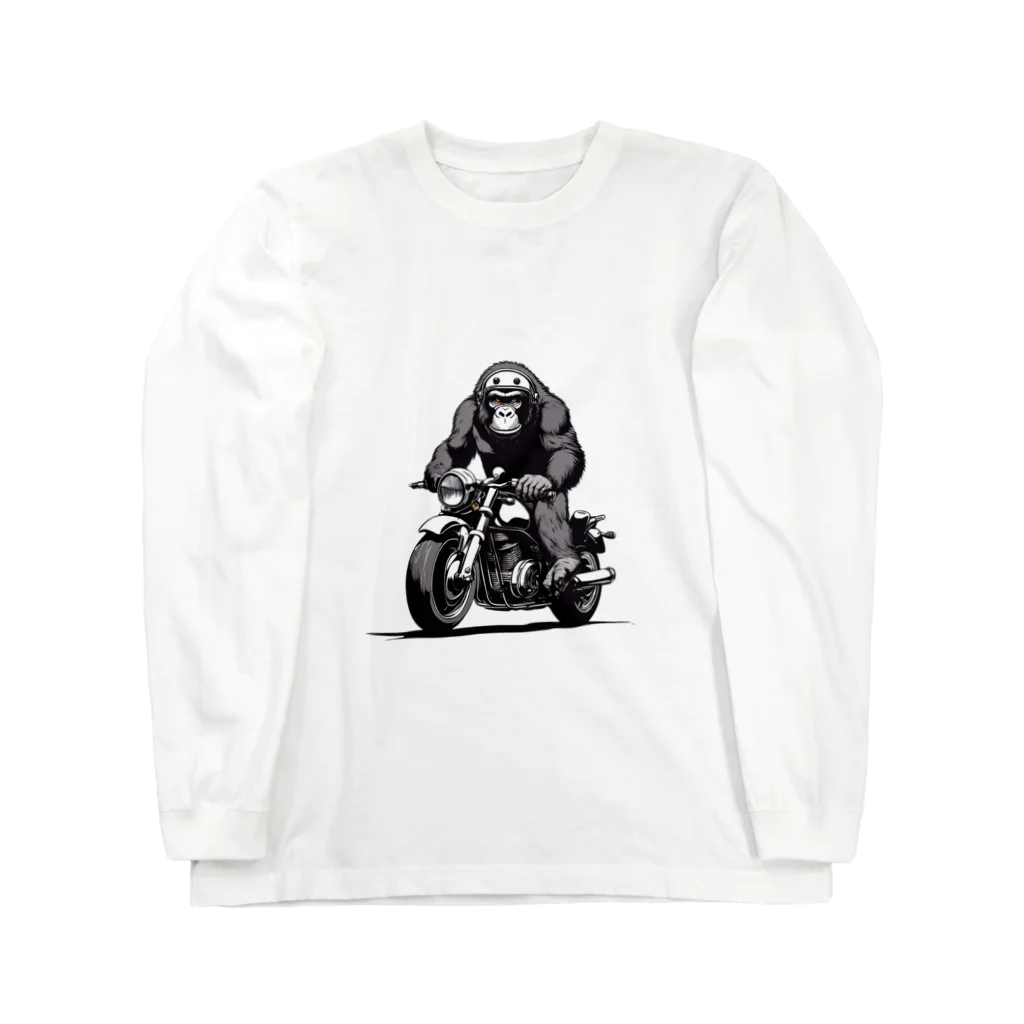 UEKIshopのバイクに乗ったゴリラ Long Sleeve T-Shirt