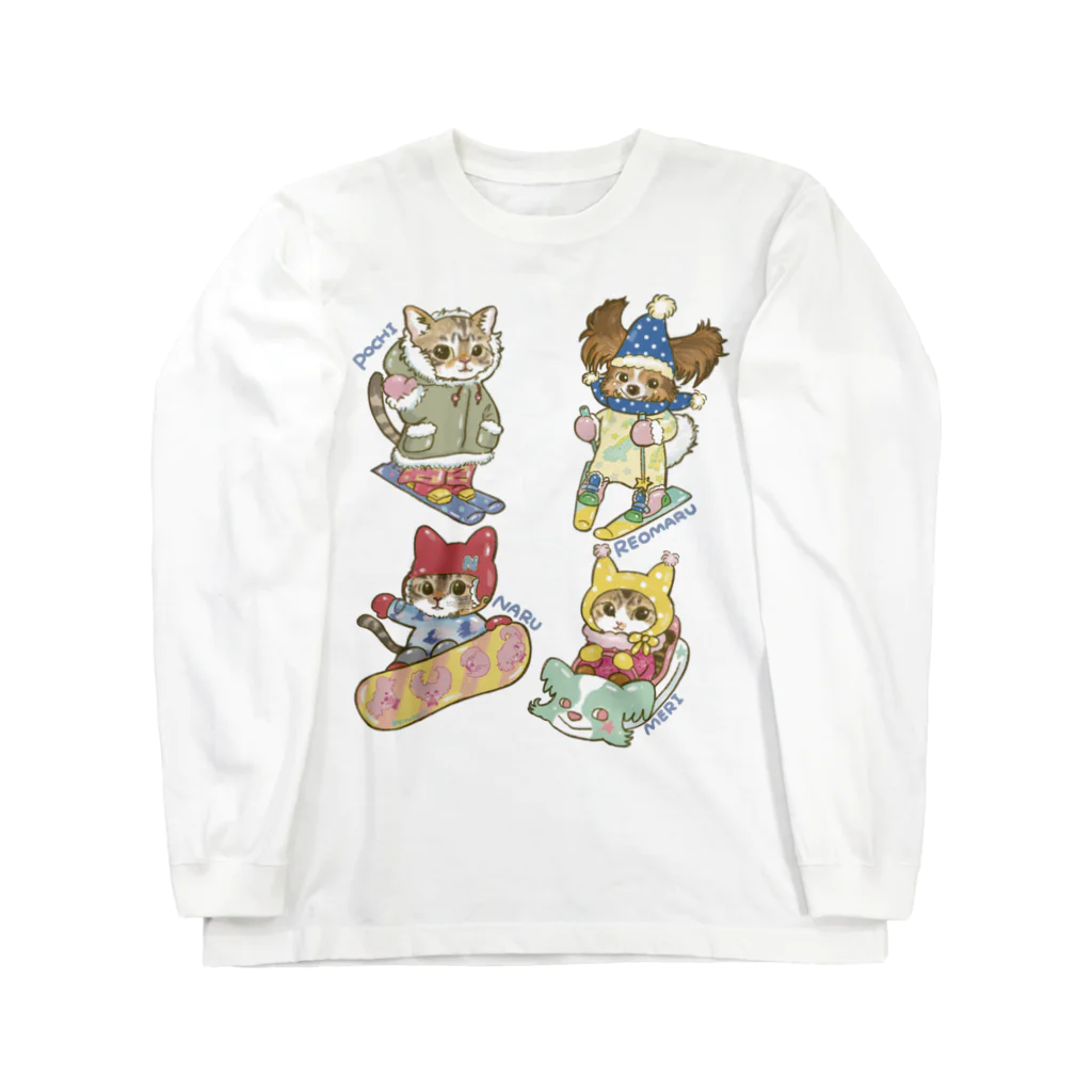 猫のきぬくんのお店のれおまるくん一家　雪山ツアー Long Sleeve T-Shirt