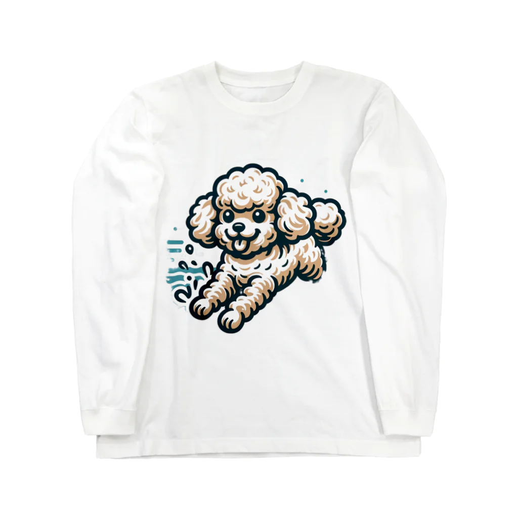 Tokyo_Doodleのもふもふアプリコット　トイプードル　みずあそび Long Sleeve T-Shirt