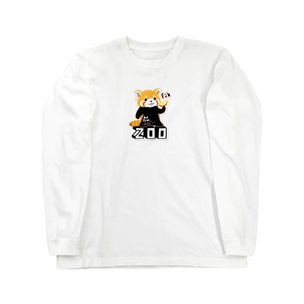 loveclonesのレッサーパンダ 0625 ZOOロゴ りんご大好き柄 Long Sleeve T-Shirt