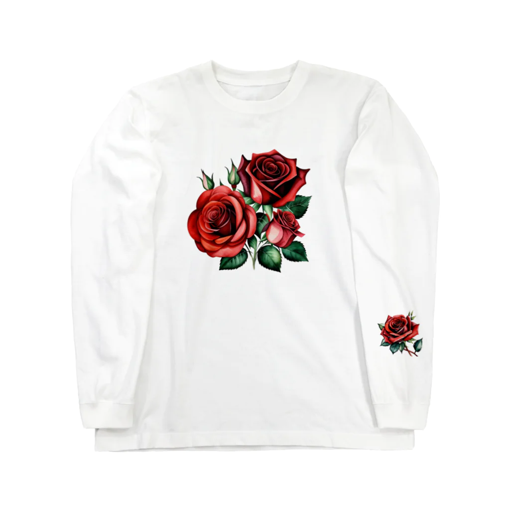 J-M-Kのレッドローズ Long Sleeve T-Shirt