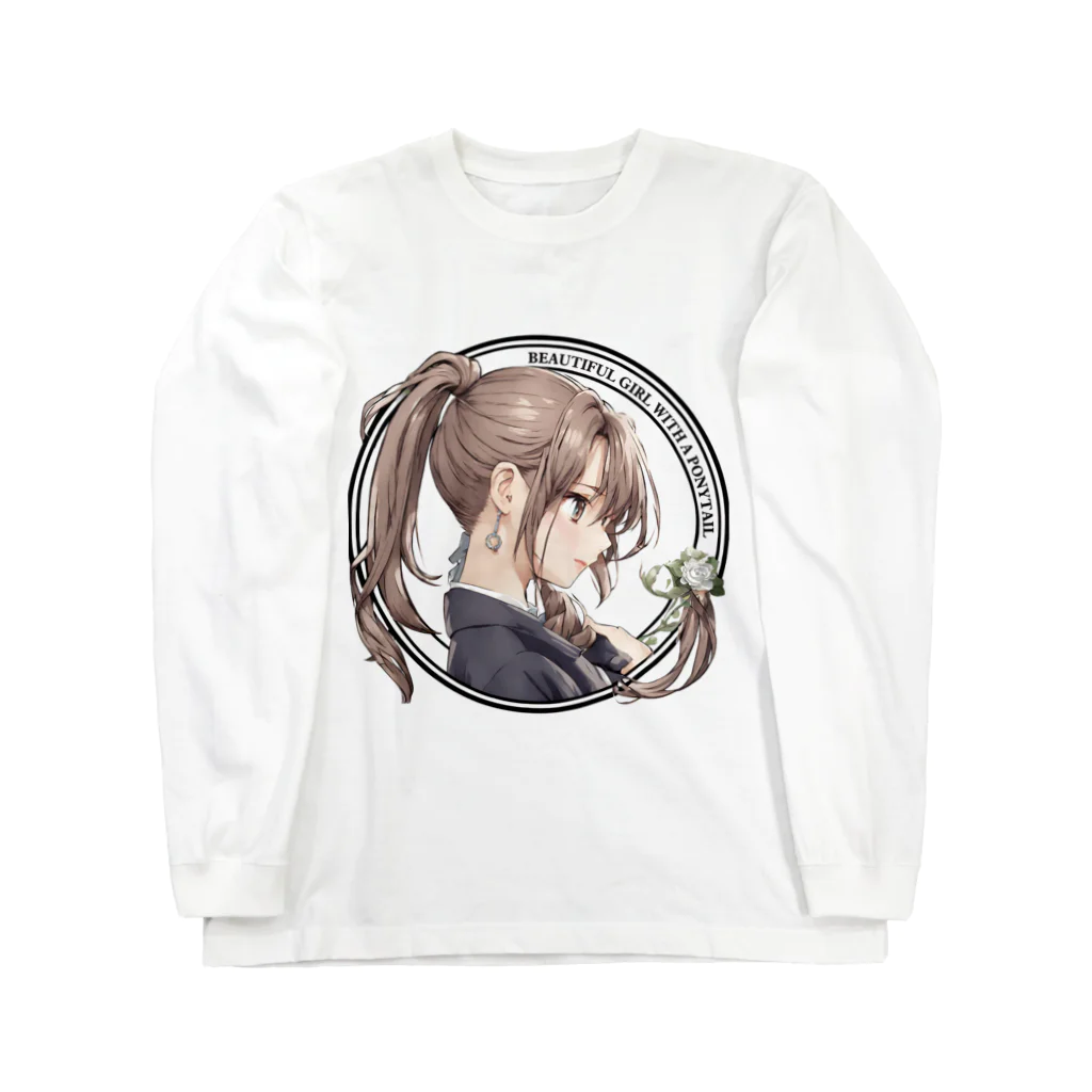 ponytail-bisyoujoのポニーテール美少女図鑑アイコン ロングスリーブTシャツ