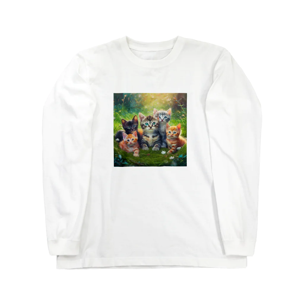 Colorful Canvasの猫ちゃん大集合 Long Sleeve T-Shirt