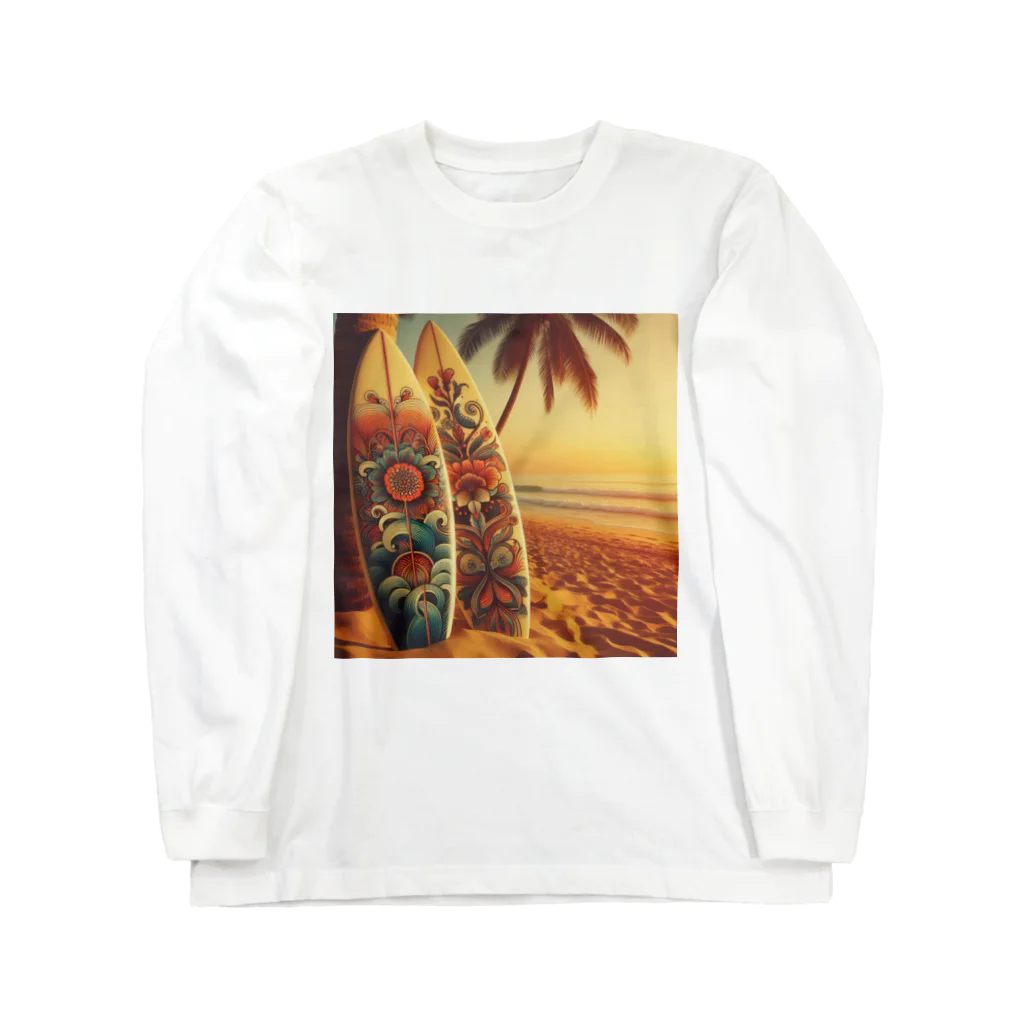 Lovers-chapelのレトロサーフボード Long Sleeve T-Shirt