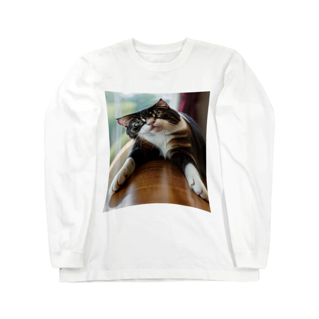 【公式】コンプレックス屋さんのデブが着る前から伸びている：猫ver ロングスリーブTシャツ