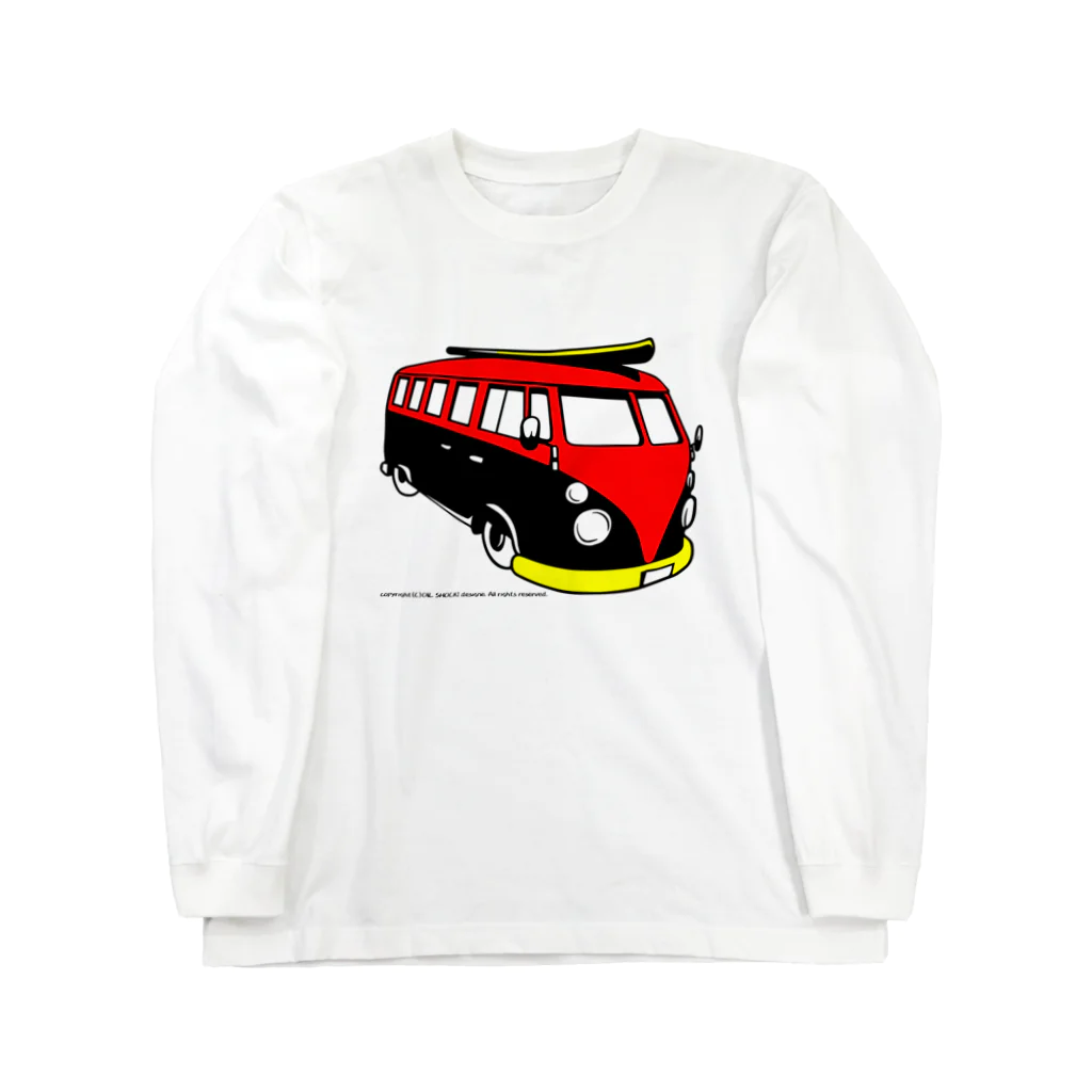 ファンシーTシャツ屋のレッド&ブラックのビーチバス Long Sleeve T-Shirt