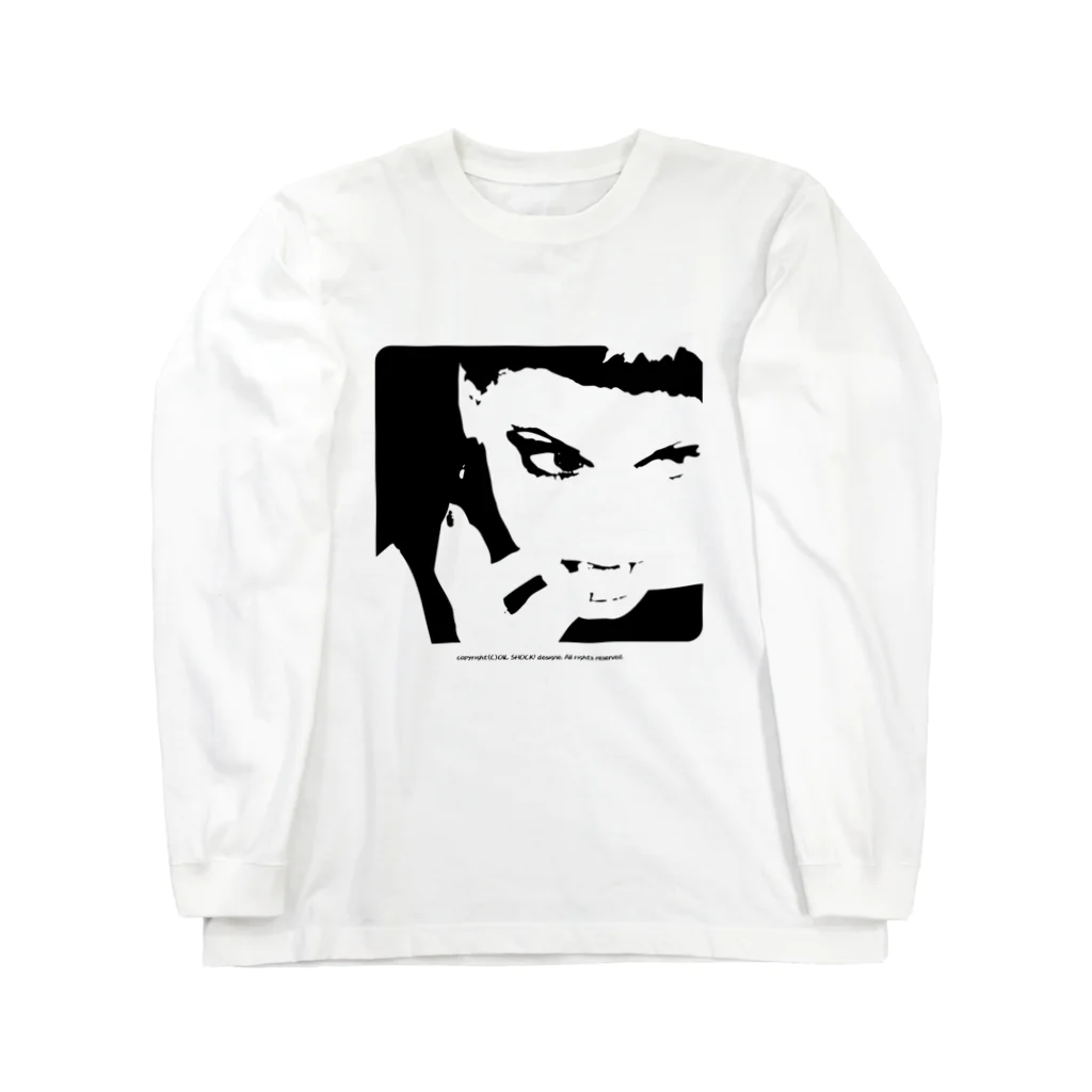 ファンシーTシャツ屋のクールでかっこいい女性の顔のシルエット Long Sleeve T-Shirt