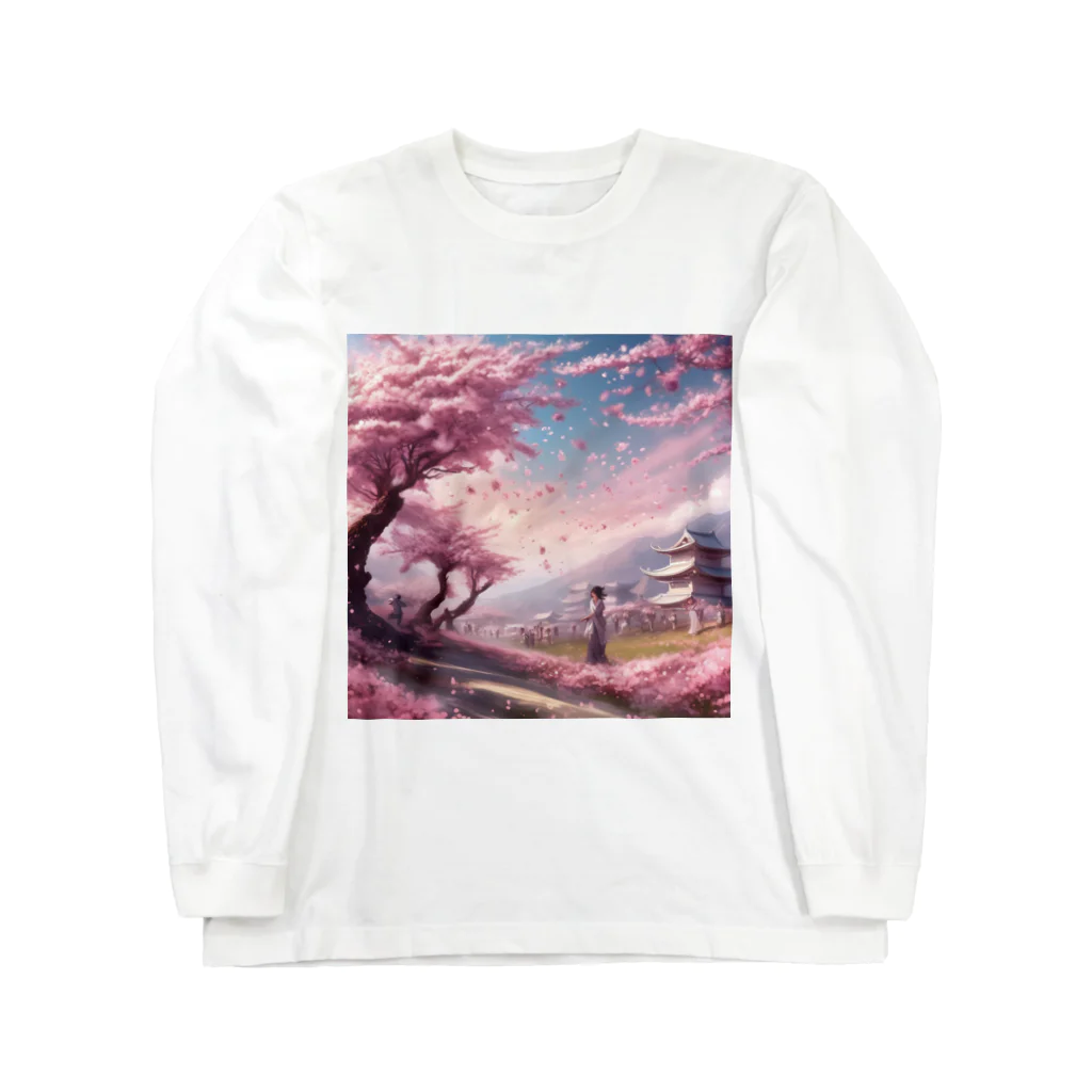 Y.Maeの舞い散る桜 ロングスリーブTシャツ