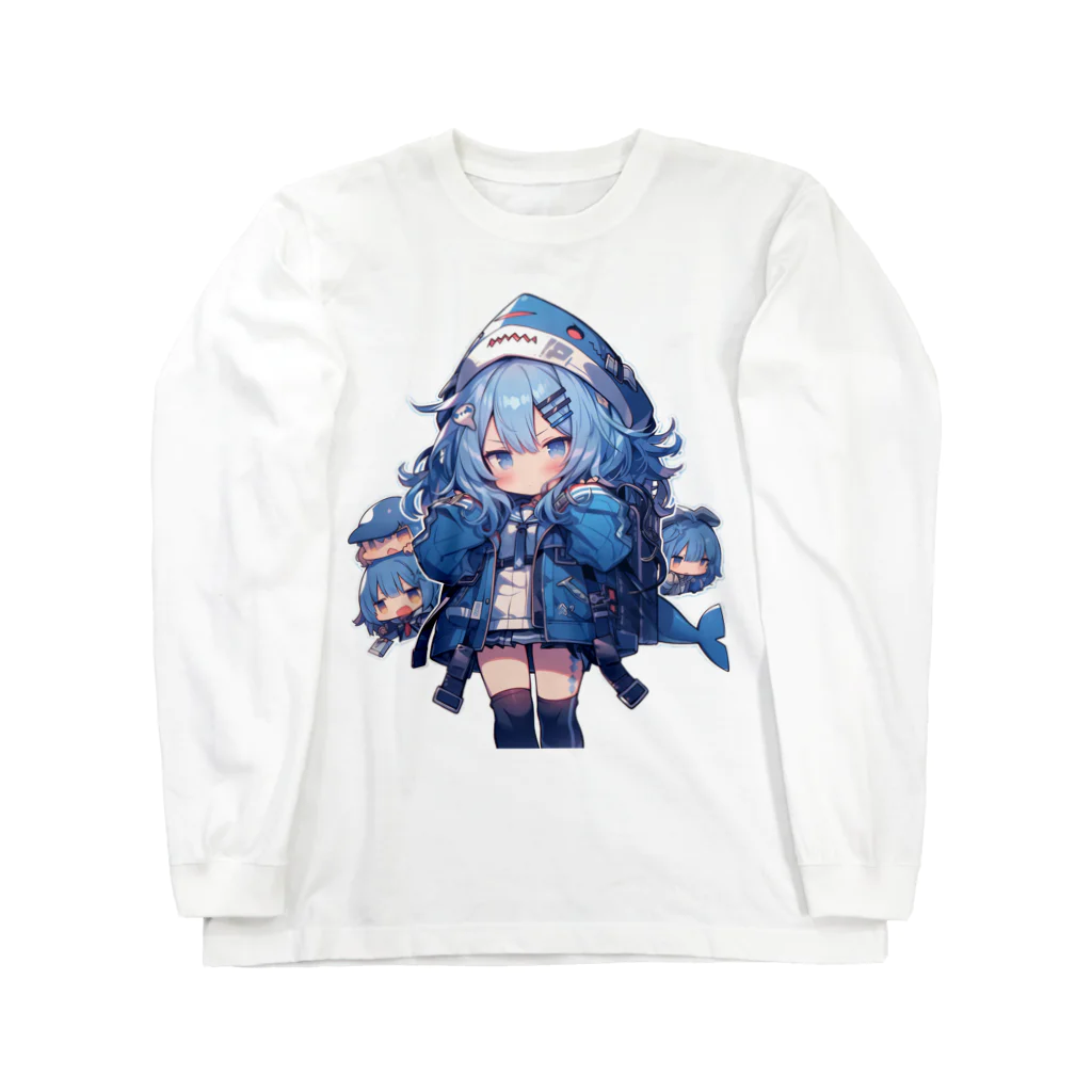 honoka_tのサメフードの美少女 ロングスリーブTシャツ