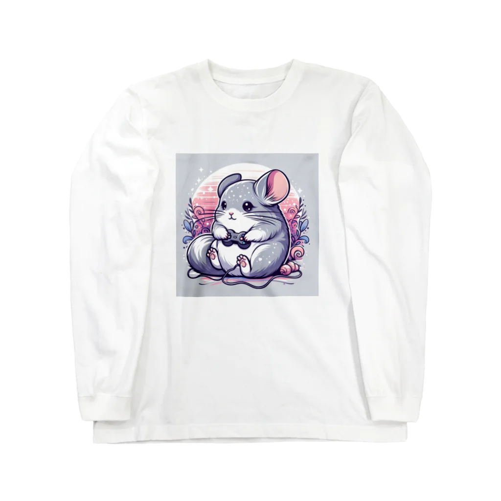 もふっとチンチラ🐭のゲーマーチンチラ Long Sleeve T-Shirt