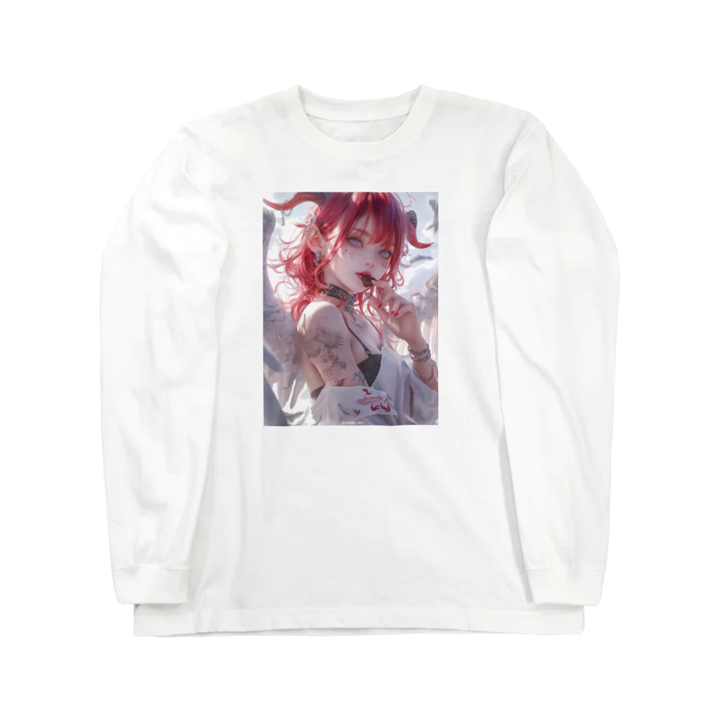 KAMIBUKROのチョコを咥える天使美女 Long Sleeve T-Shirt