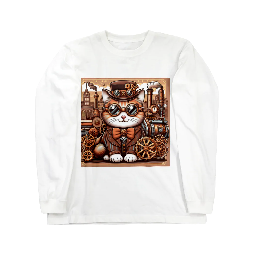 kickchopmanのスチームパンクなゴーグル猫ちゃん Long Sleeve T-Shirt