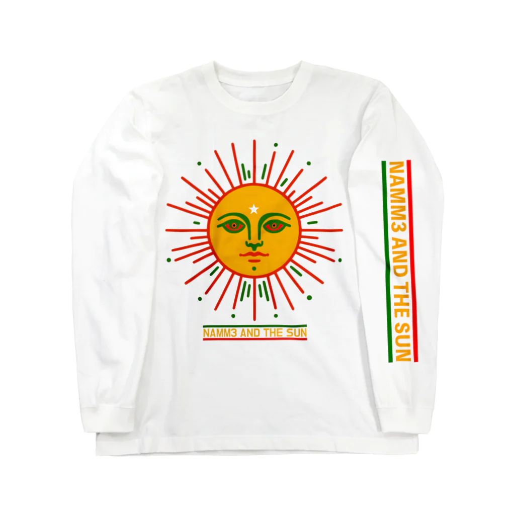 NAMM3 AND THE SUNのラスタ太陽ラスタロゴ　袖プリント 白ほか 淡色布地 全6色 Long Sleeve T-Shirt