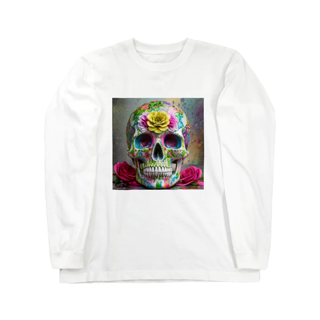 Unknown_Illusionのカラフル​な​ペイント骸骨 Long Sleeve T-Shirt