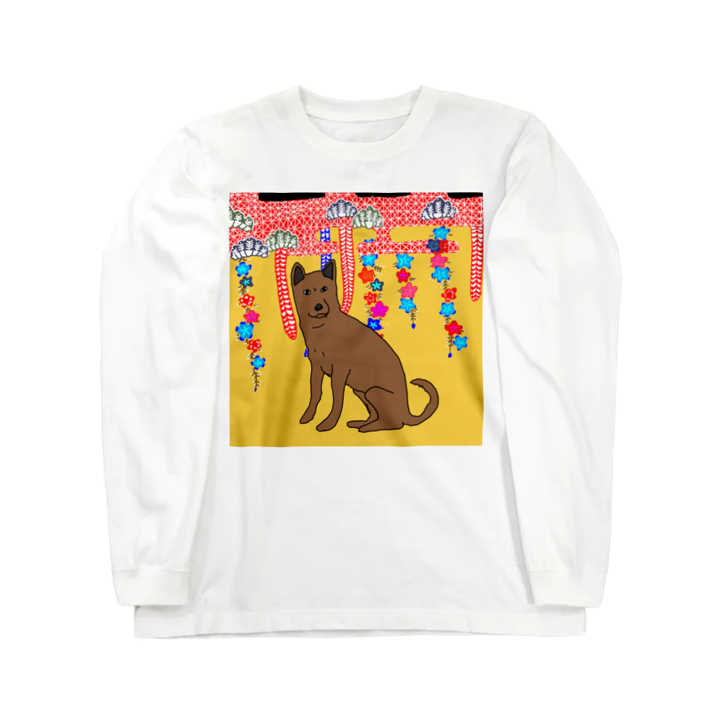 就労支援A型 ONE STEP | ワンステップの紅型シリーズ　琉球犬 Long Sleeve T-Shirt