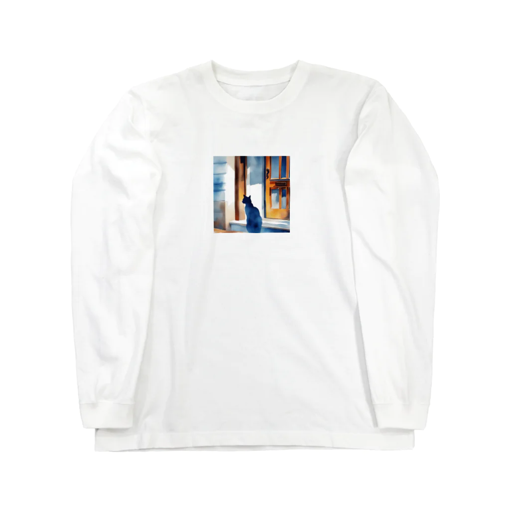 Cat's Canvasの待つ猫 Long Sleeve T-Shirt