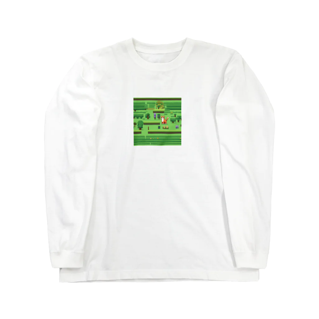 ドット絵ねこさんのレトロゲーム猫さん Long Sleeve T-Shirt