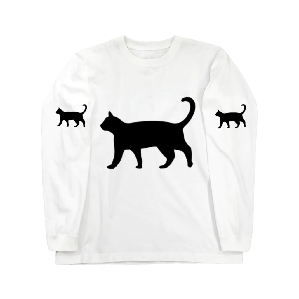 Teatime ティータイムの黒猫は見ていた　ねこ Long Sleeve T-Shirt