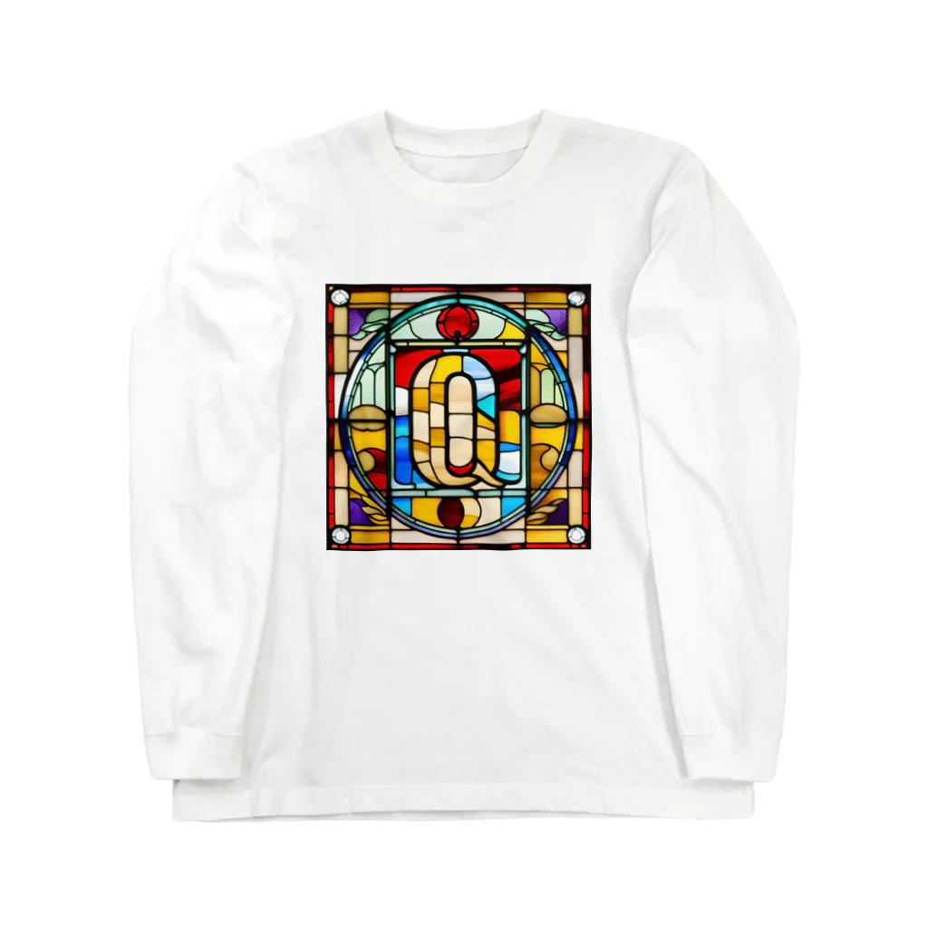 alphabet stained glassのstained glass Q ロングスリーブTシャツ