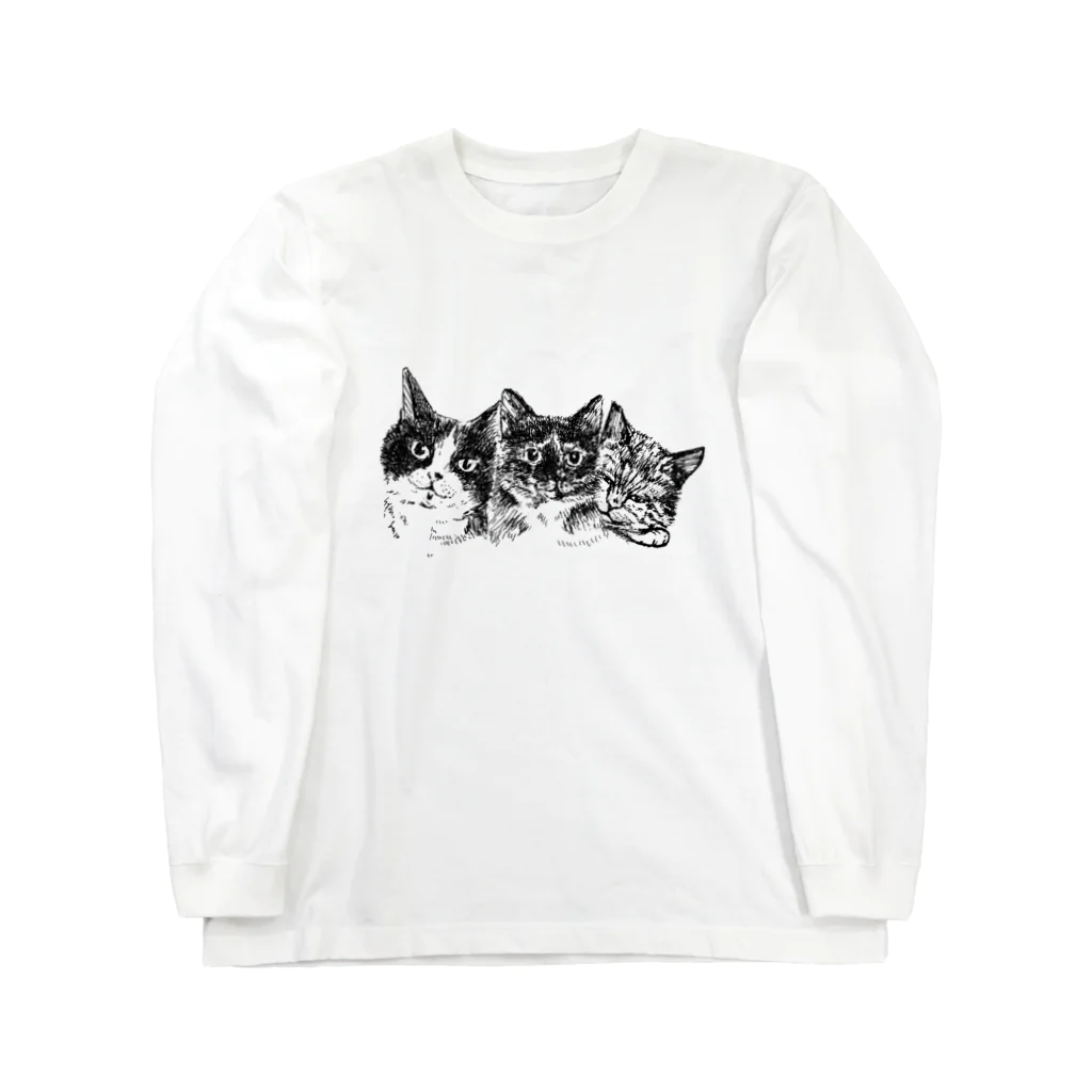 サビネコよもぎの仲良し３匹 Long Sleeve T-Shirt