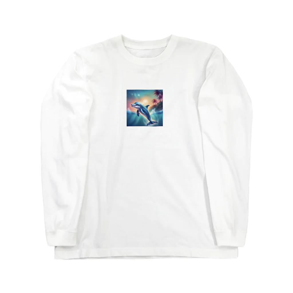 syuko5の水面を跳ねるイルカ Long Sleeve T-Shirt