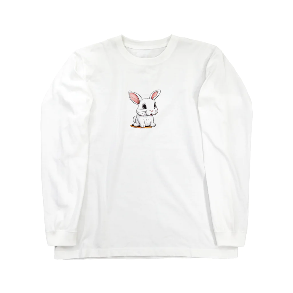 ゴーラッキーサンのうさぎ白 ロングスリーブTシャツ