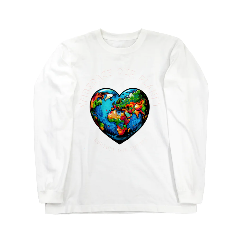 KULIEITAの地球の日　Earth day 地球　ハート　ブルー Long Sleeve T-Shirt