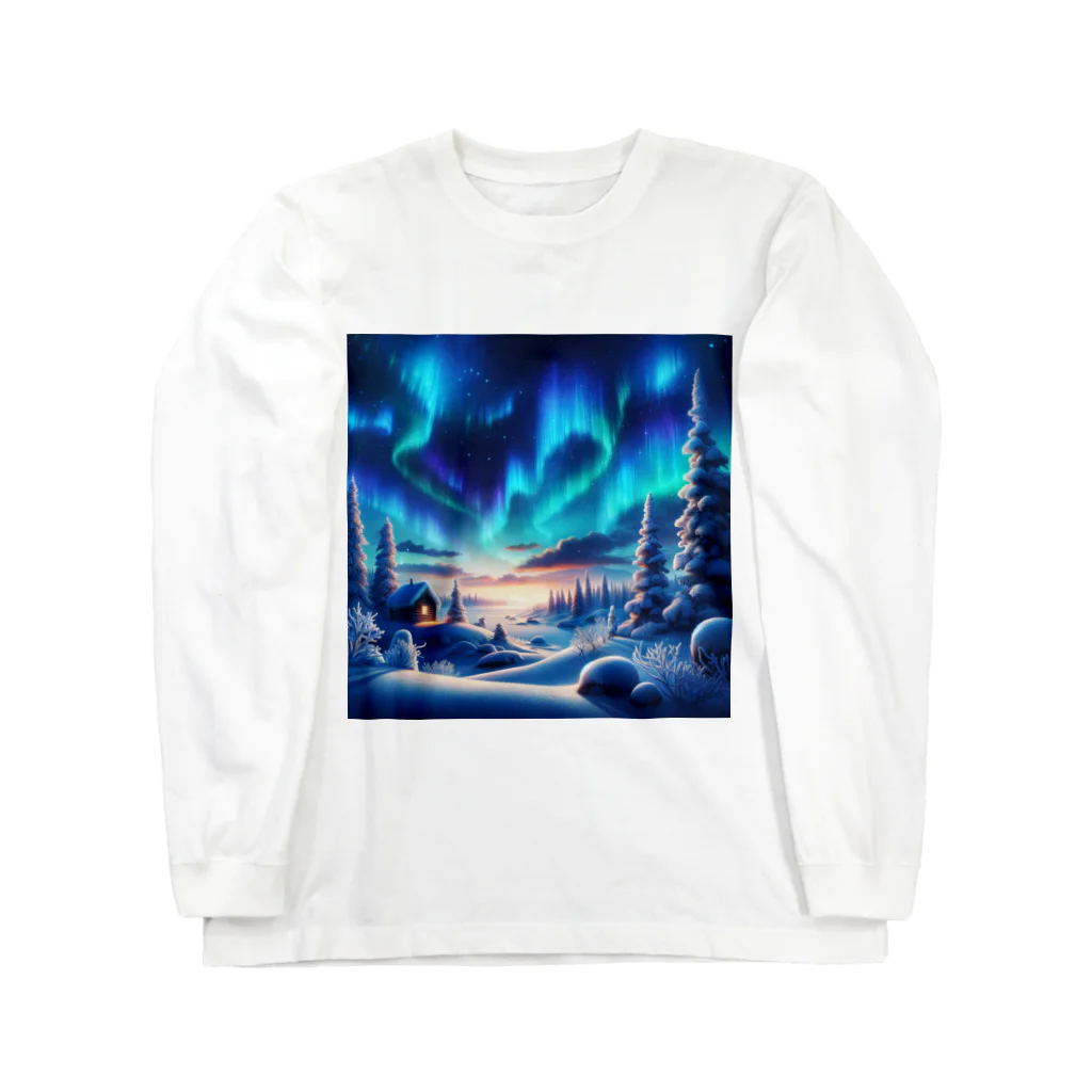 すずらん24のオーロラのある風景 Long Sleeve T-Shirt