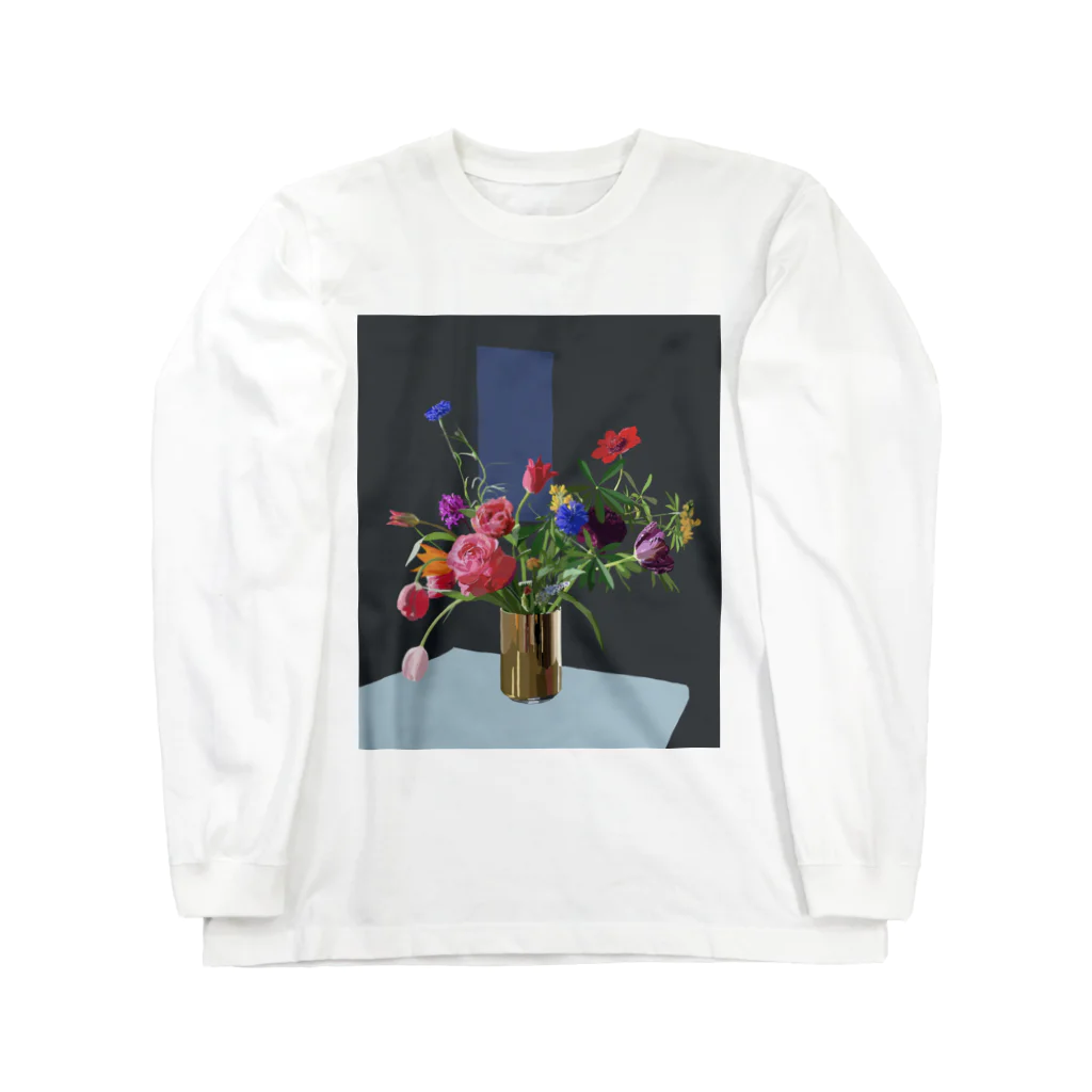 yukikopterの春の花　night ロングスリーブTシャツ