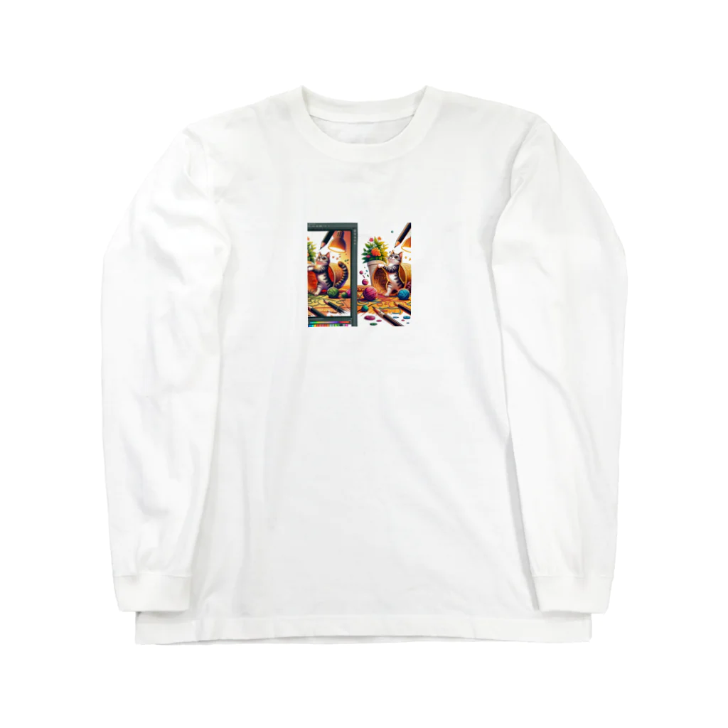 katohkouchiのCreate_an_illustration_of_a_mischievous_cat_gettin_mischievous_cat Long Sleeve T-Shirt