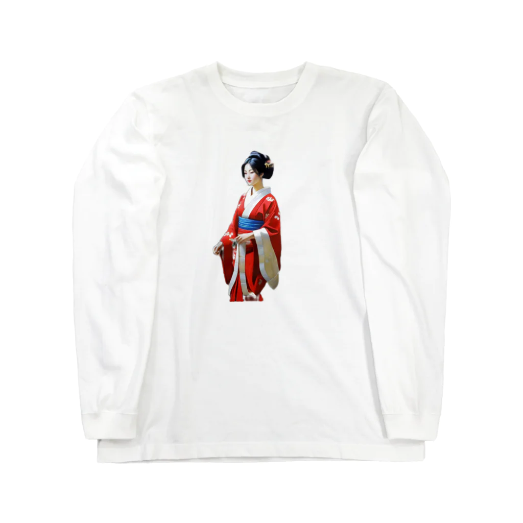 星川工房の着物の女性 Long Sleeve T-Shirt