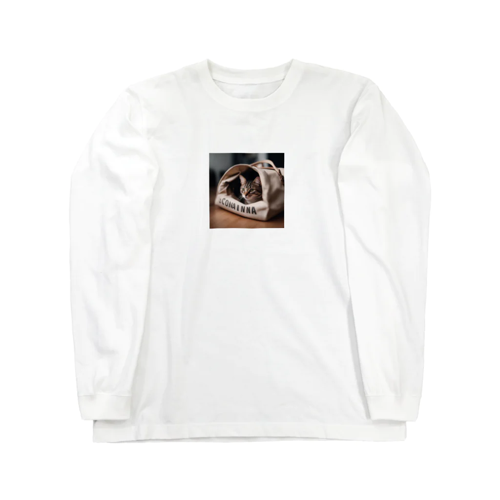 LuckyRiverShineの袋に入っている猫 Long Sleeve T-Shirt